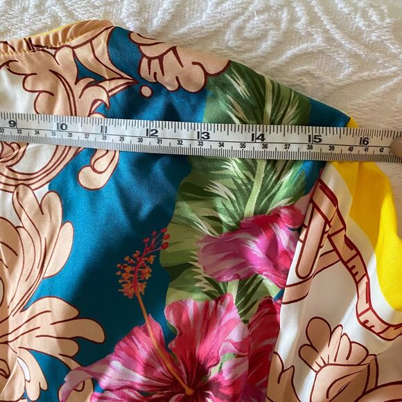 Rushed Maxi Dress size L Shein Multicolor Floral Long Sleeve V Neck - Picture 8 of 14